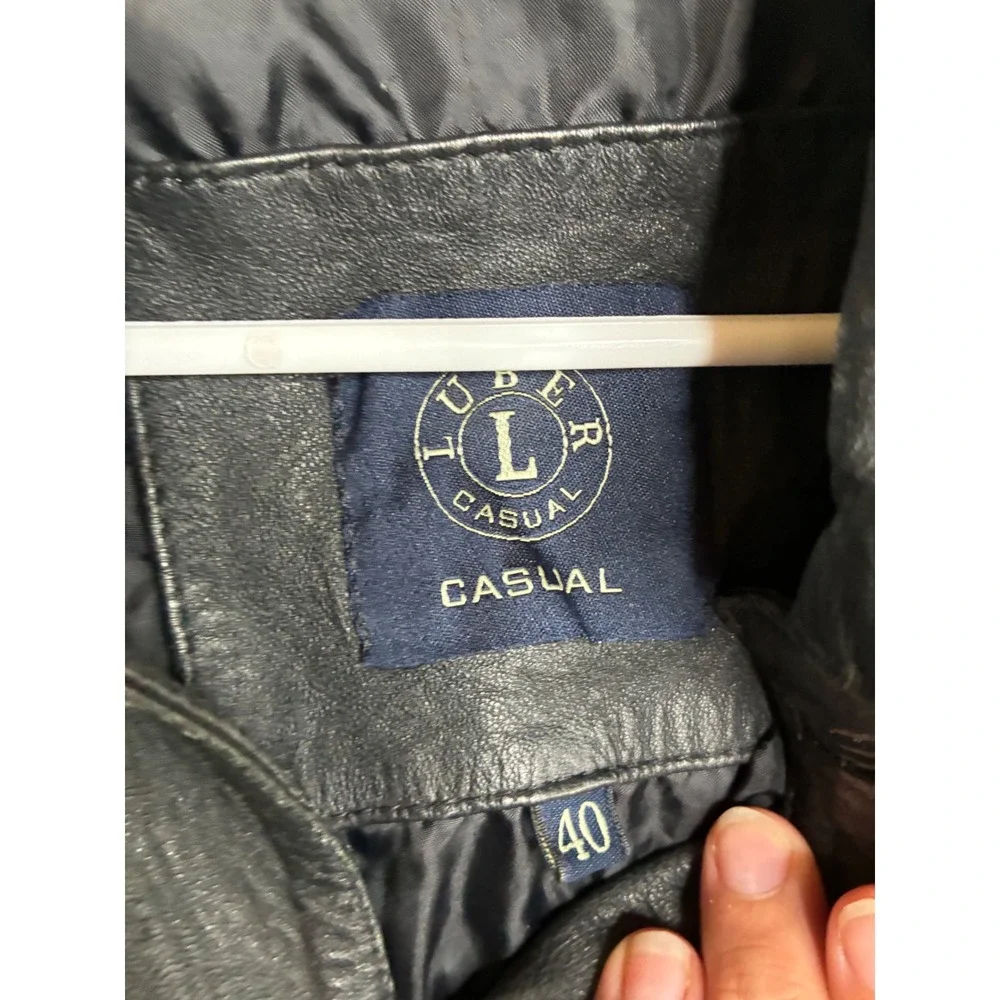Luber Casual Mens Black Leather Button Front Jacket Coat Size 40 Vintage Style